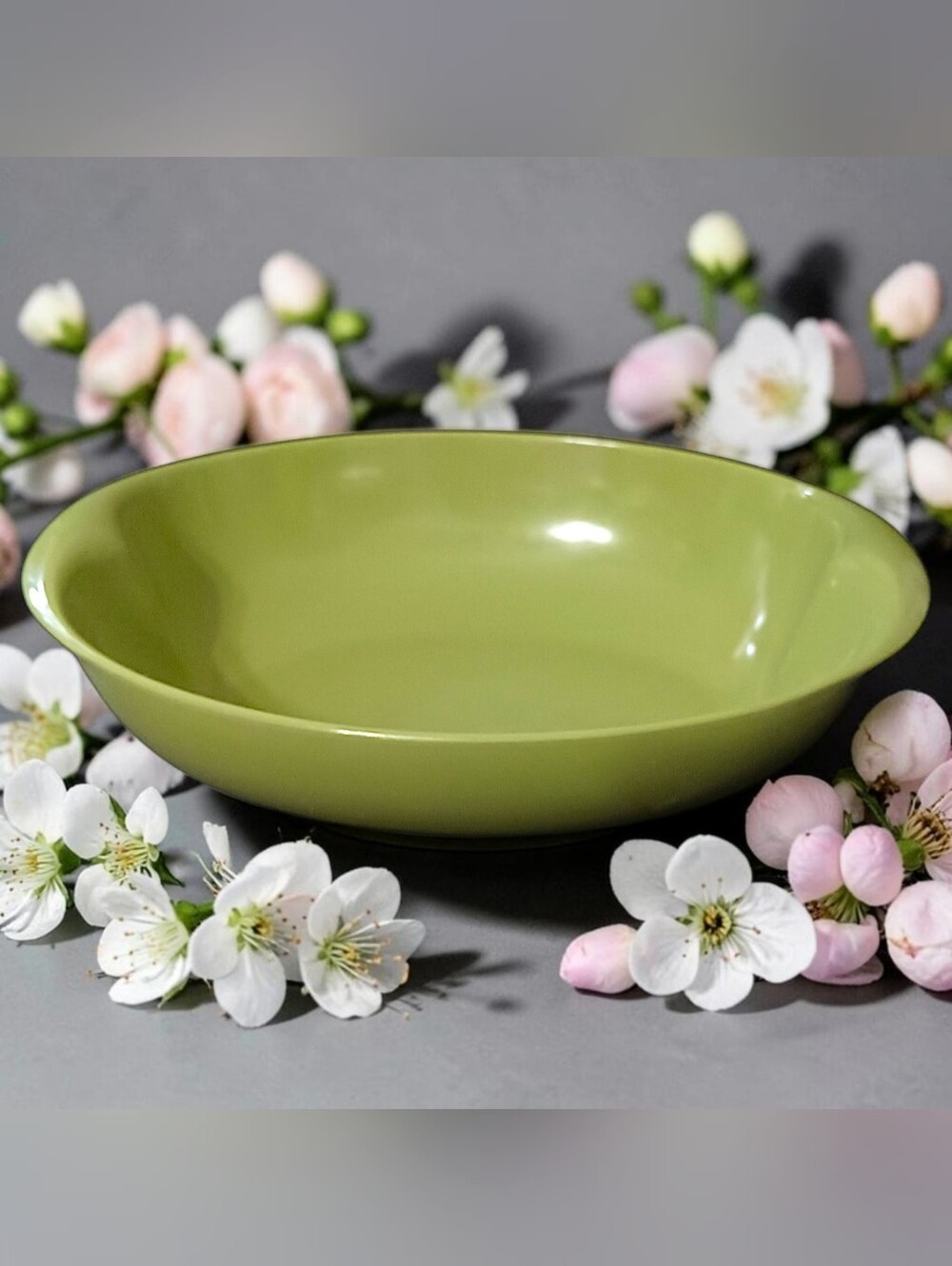 Lenox Ware Melmac Serving Bowl St. Louis Avocado Green Oval Melamine Vintage 60s